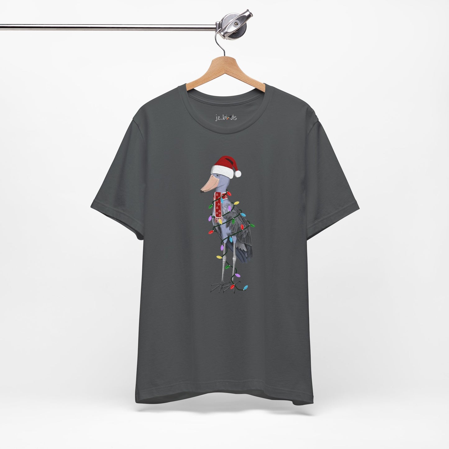 フェアリーライト付きハシビロコウのクリスマスバードTシャツ