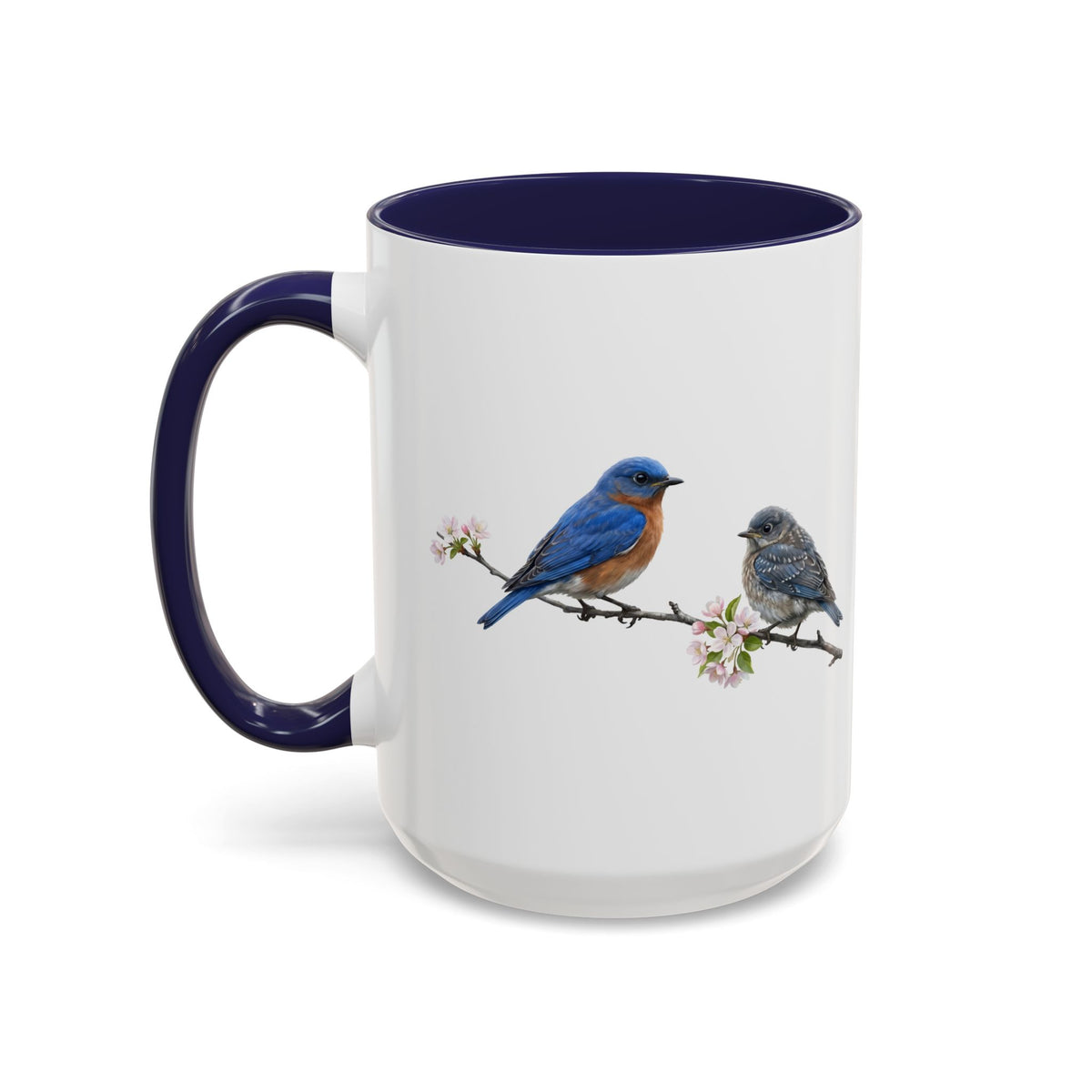 Eastern Bluebird & Fledgling Two-Tone Mug | Spring Bird Lover Gift