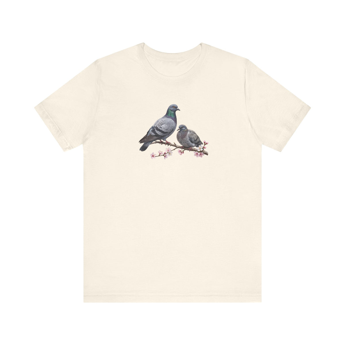 Pigeon & Fledgling T-Shirt | Spring Blossoms Unisex Graphic Tee