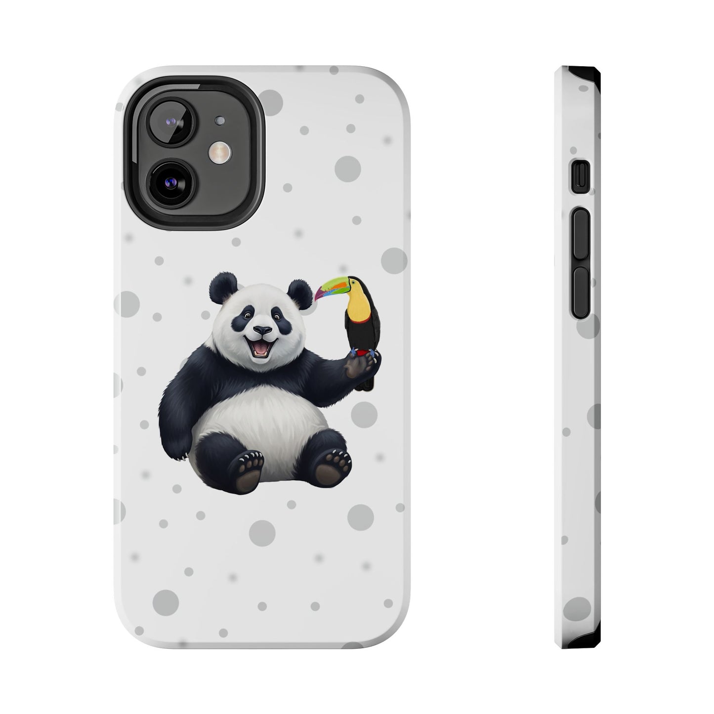 Cute Panda Bear with a Toucan Animal iPhone Case - Dual-Layer PC/TPU Protective Cover for iPhone