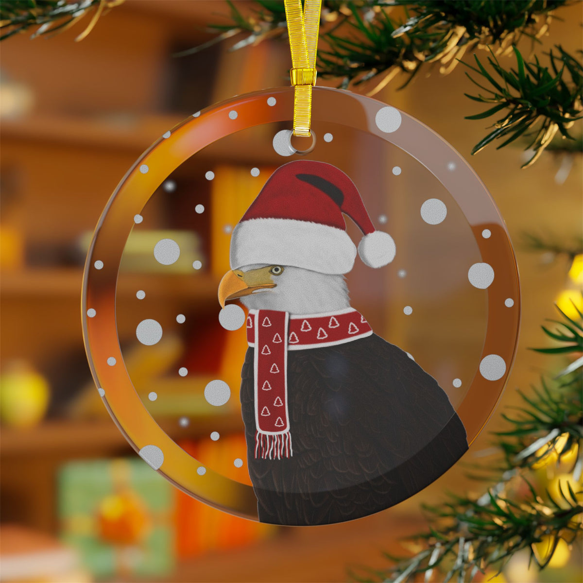Eagle Ornaments – Bald as Santa Claus Christmas Bird Glass Ornament Transparent