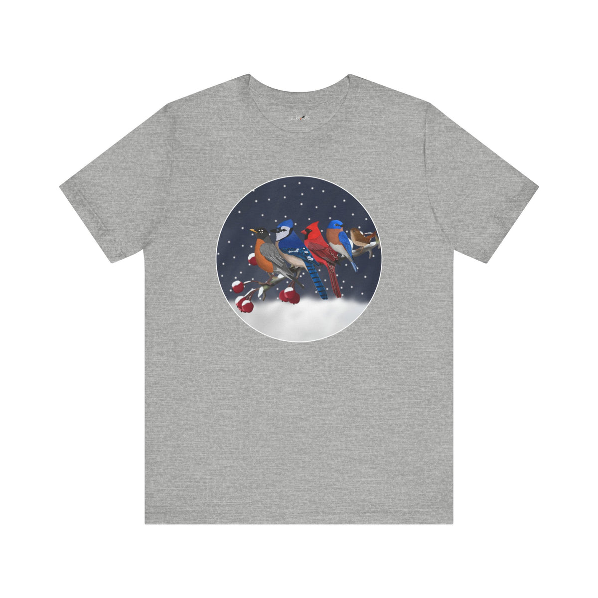 Bluebird, Blue Jay, Cardinal, Robin and Wren T-Shirt in Asphalt