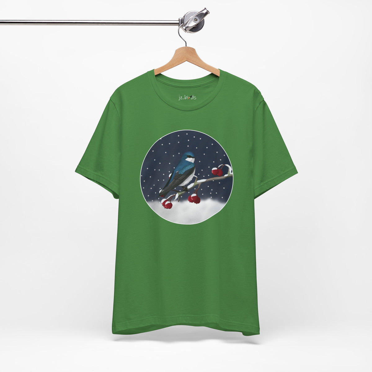 Tree Swallow on a Winter Branch Birdwatcher Christmas Bird T-Shirt