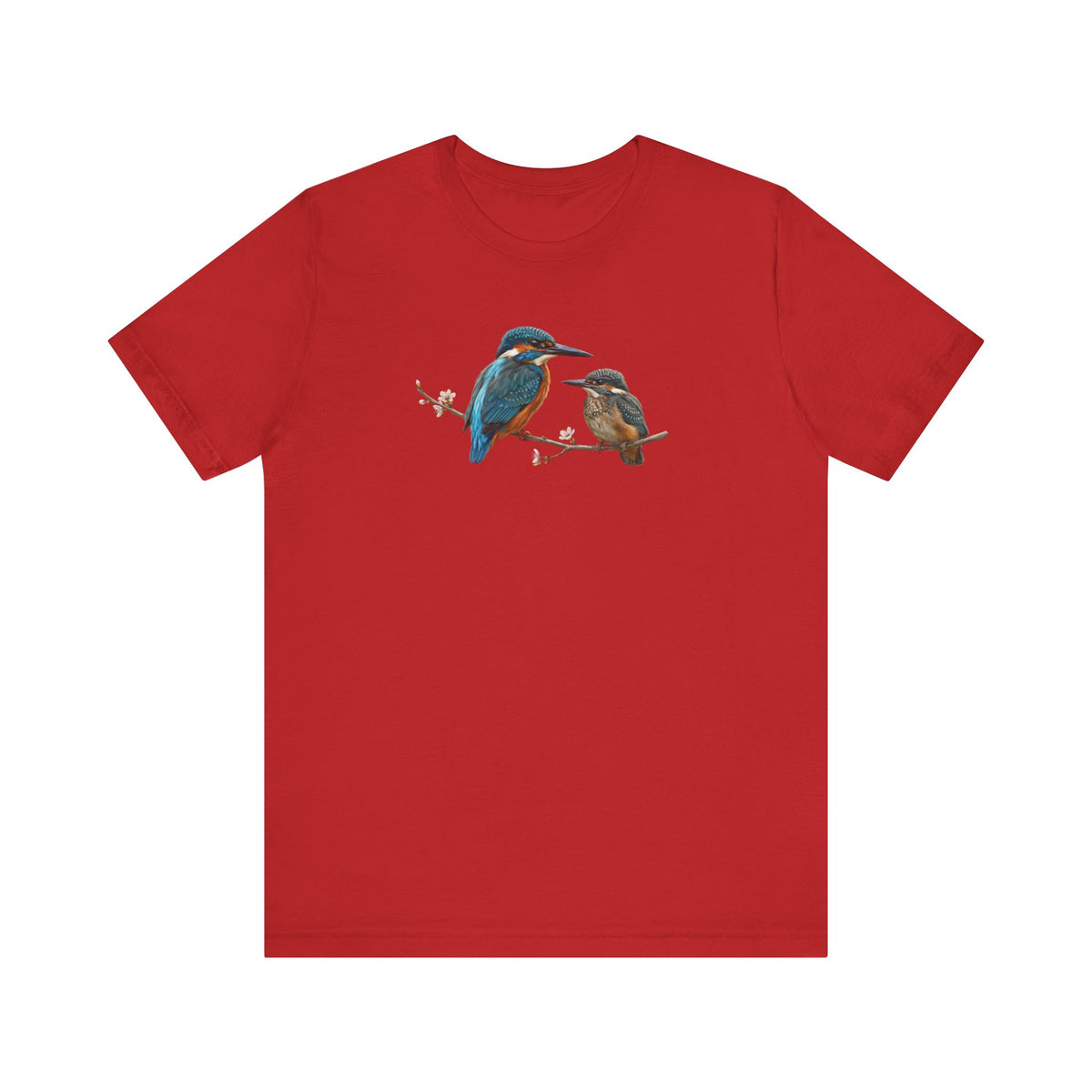 Kingfisher & Fledgling T-Shirt | Spring Blossoms Unisex Graphic Tee