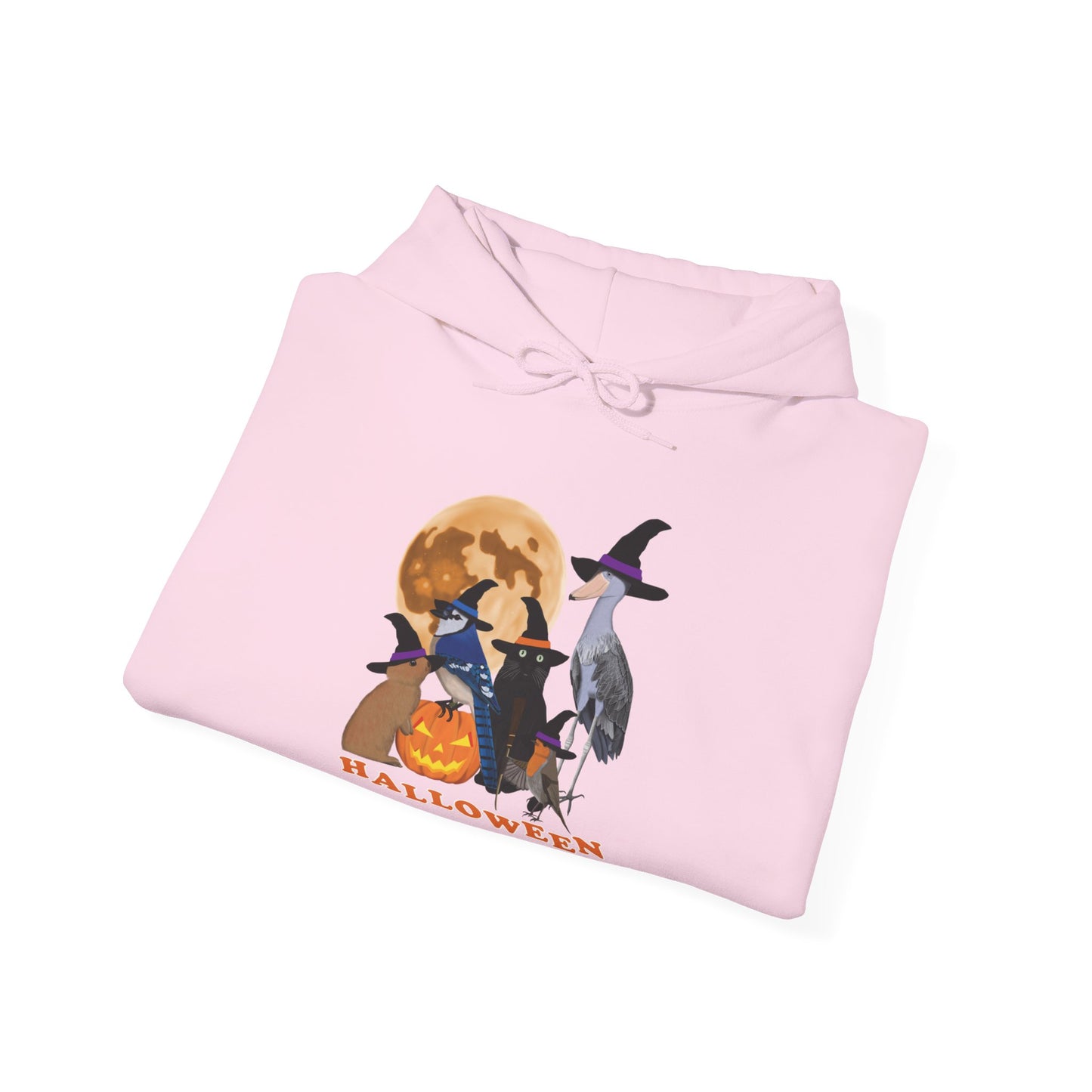 Blue Jay Robin Shoebill with Cat and Bunny Halloween Bird Hoodie