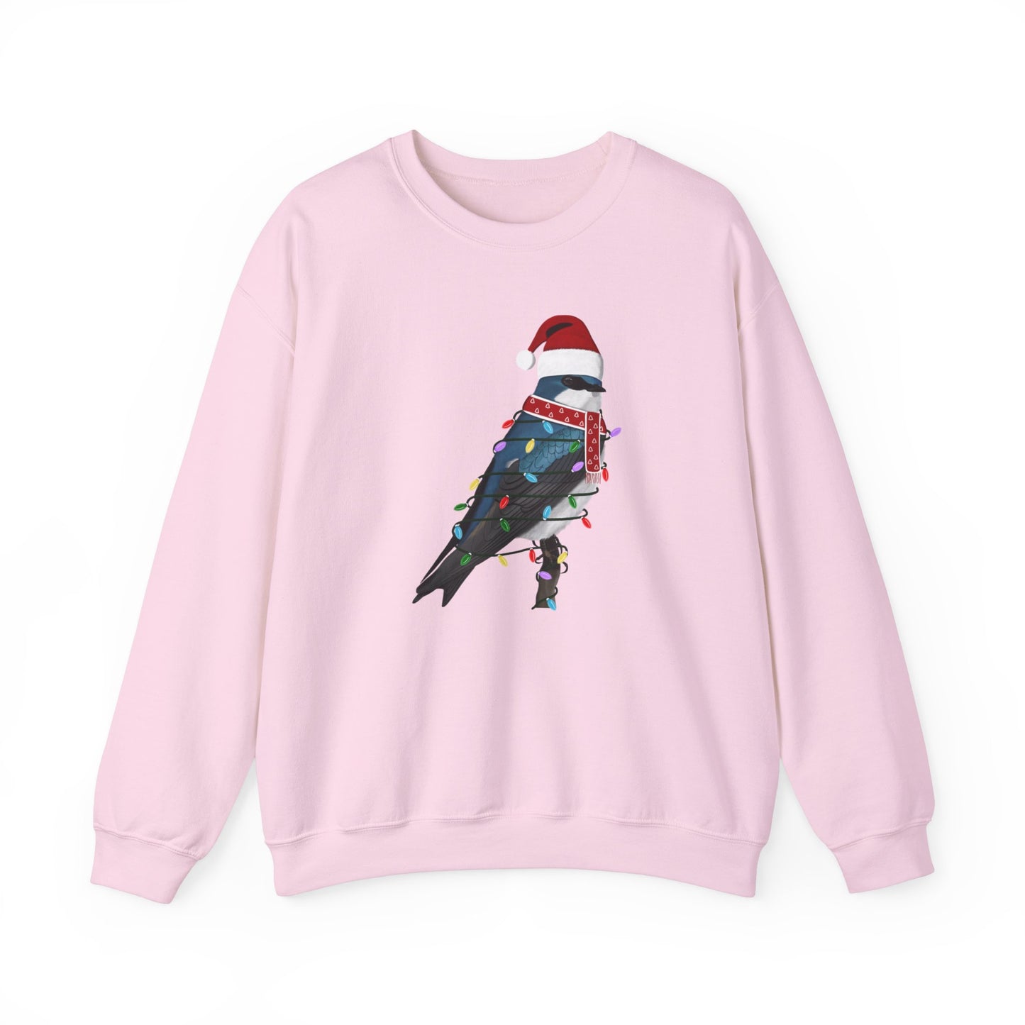 Tree Swallow with Fairy Lights Santa Claus Christmas Bird Sweatshirt