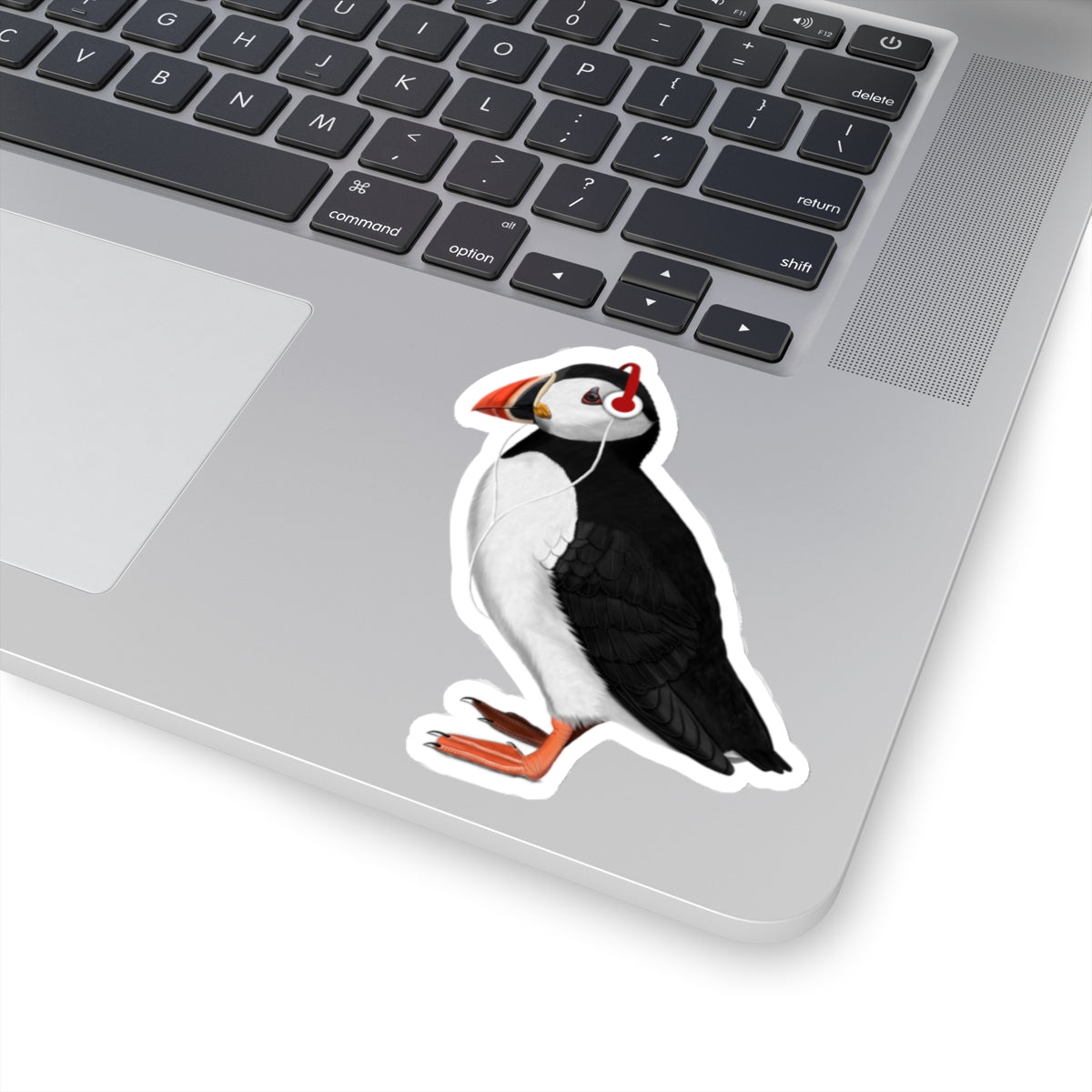 Puffin Bird with Music Headphones Sticker