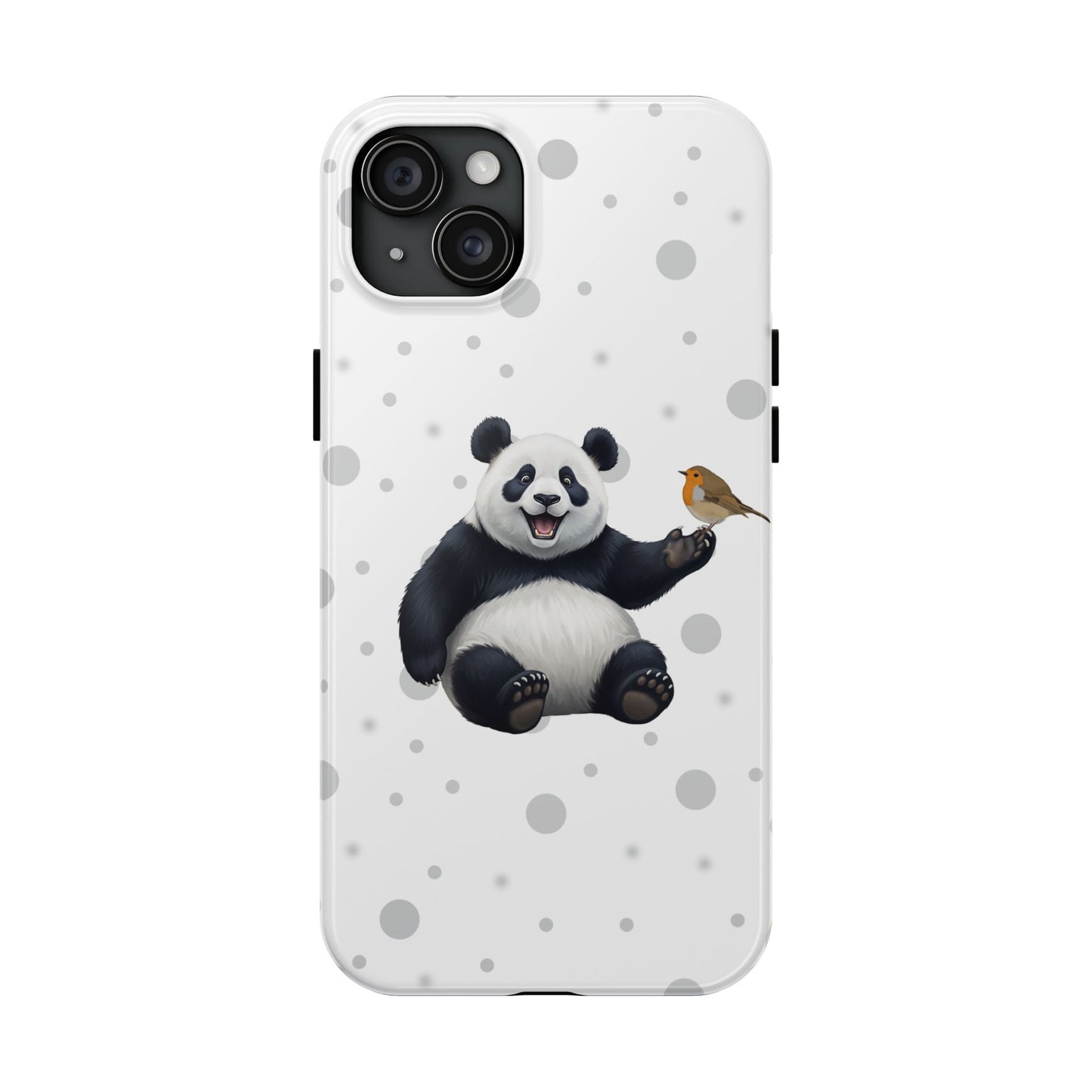 Cute Panda Bear with European Robin Animal iPhone Case - Dual-Layer PC/TPU Protective Cover for iPhone