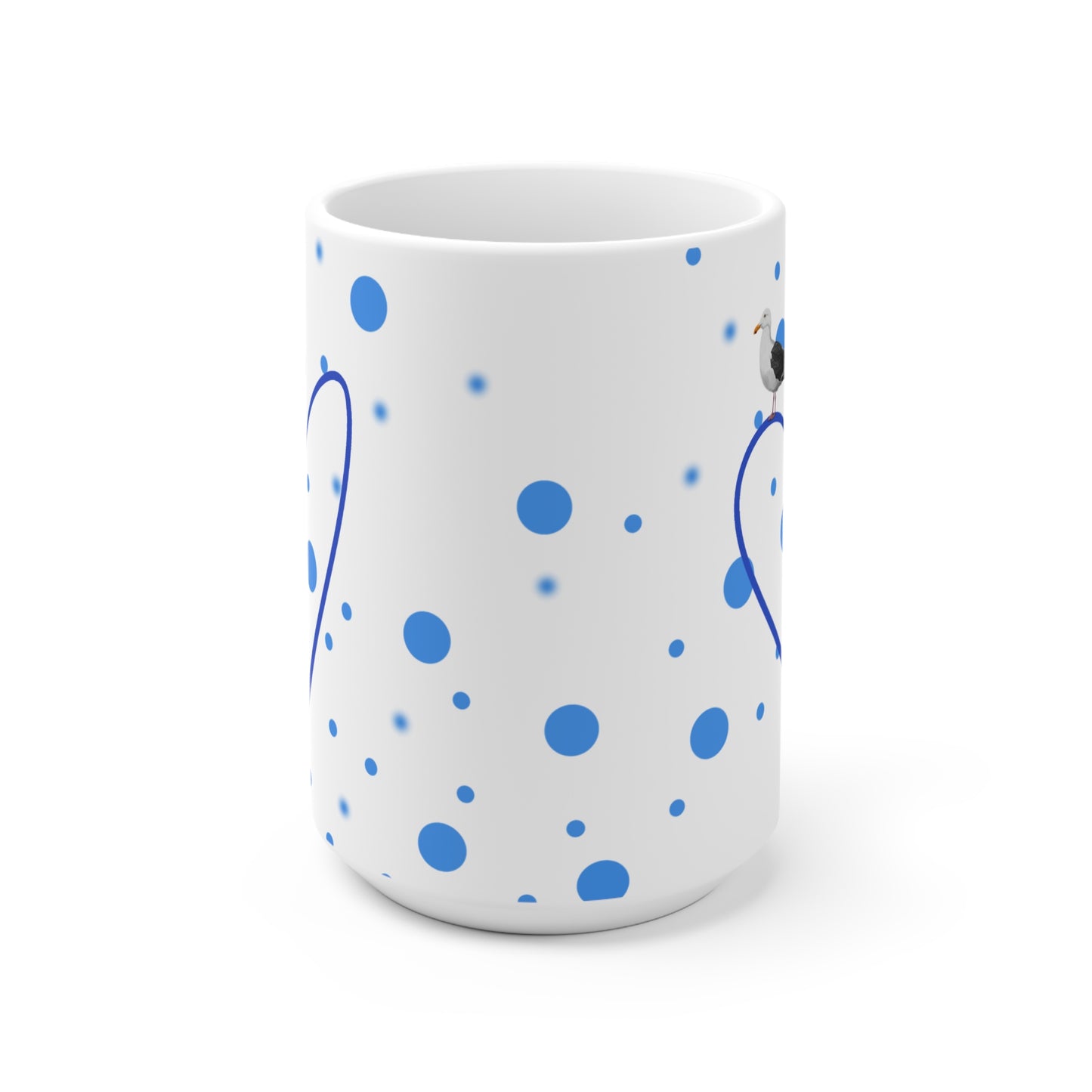 Möwe mit Herz Valentinstag Vogel Tasse Punkte Blau