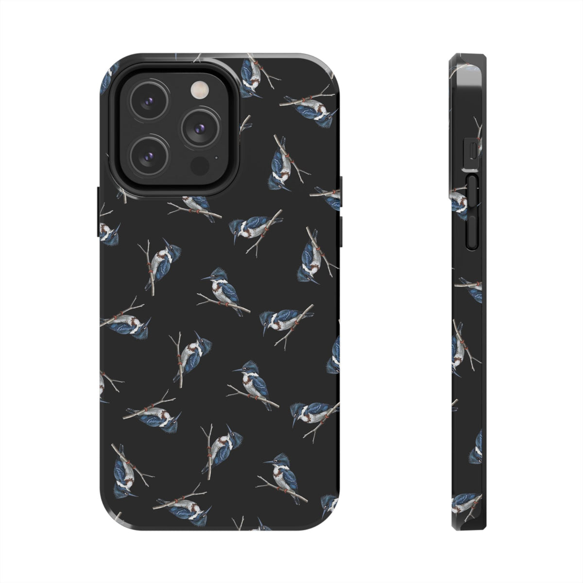 Belted Kingfisher iPhone Case Black – Premium Tough Phone Cover for Bird Lovers