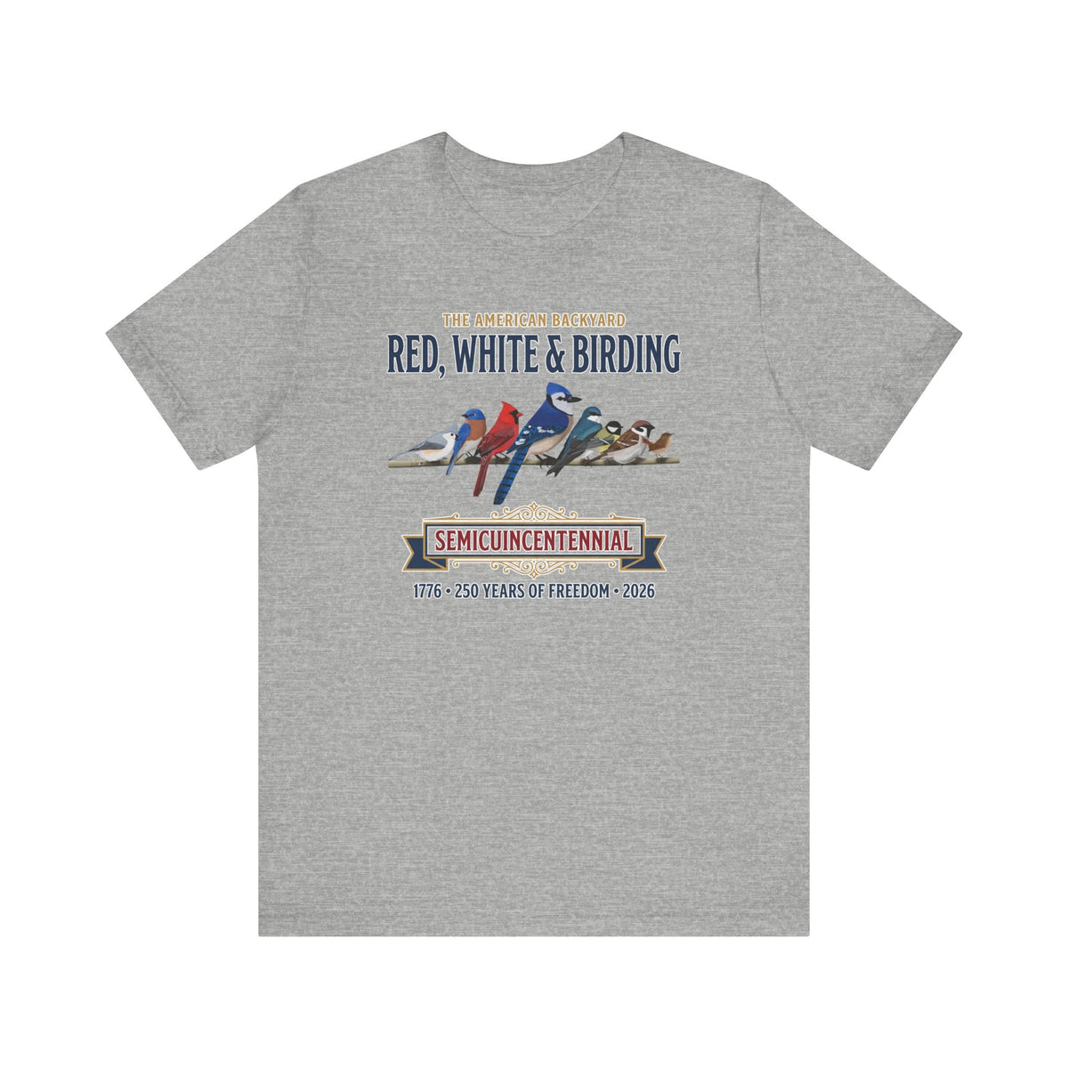 Red, White & Birding Vintage T-Shirt | US 250th Anniversary Backyard Birds