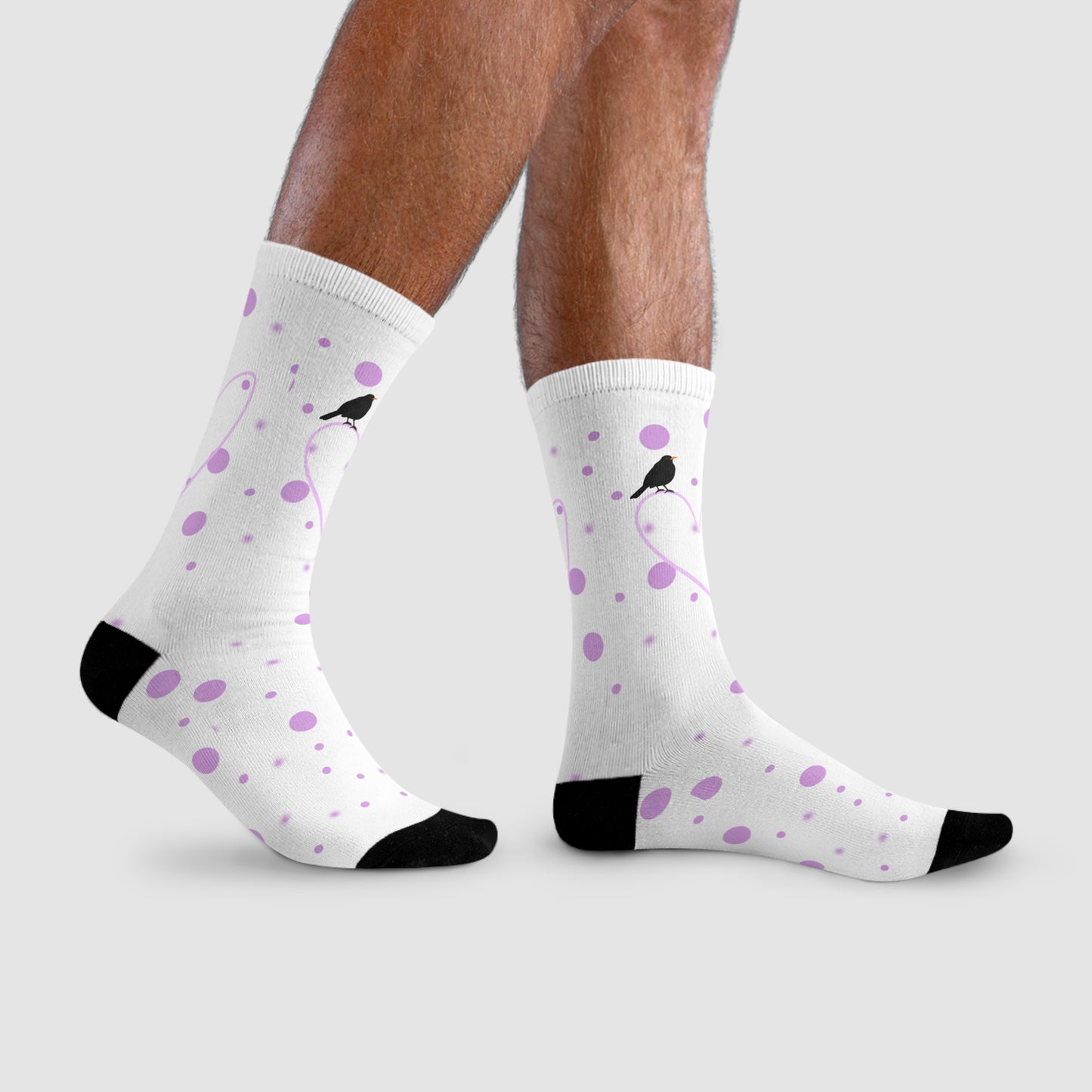 Amsel Vogel Socken mit Rosa Herz und Punkten Valentinstag