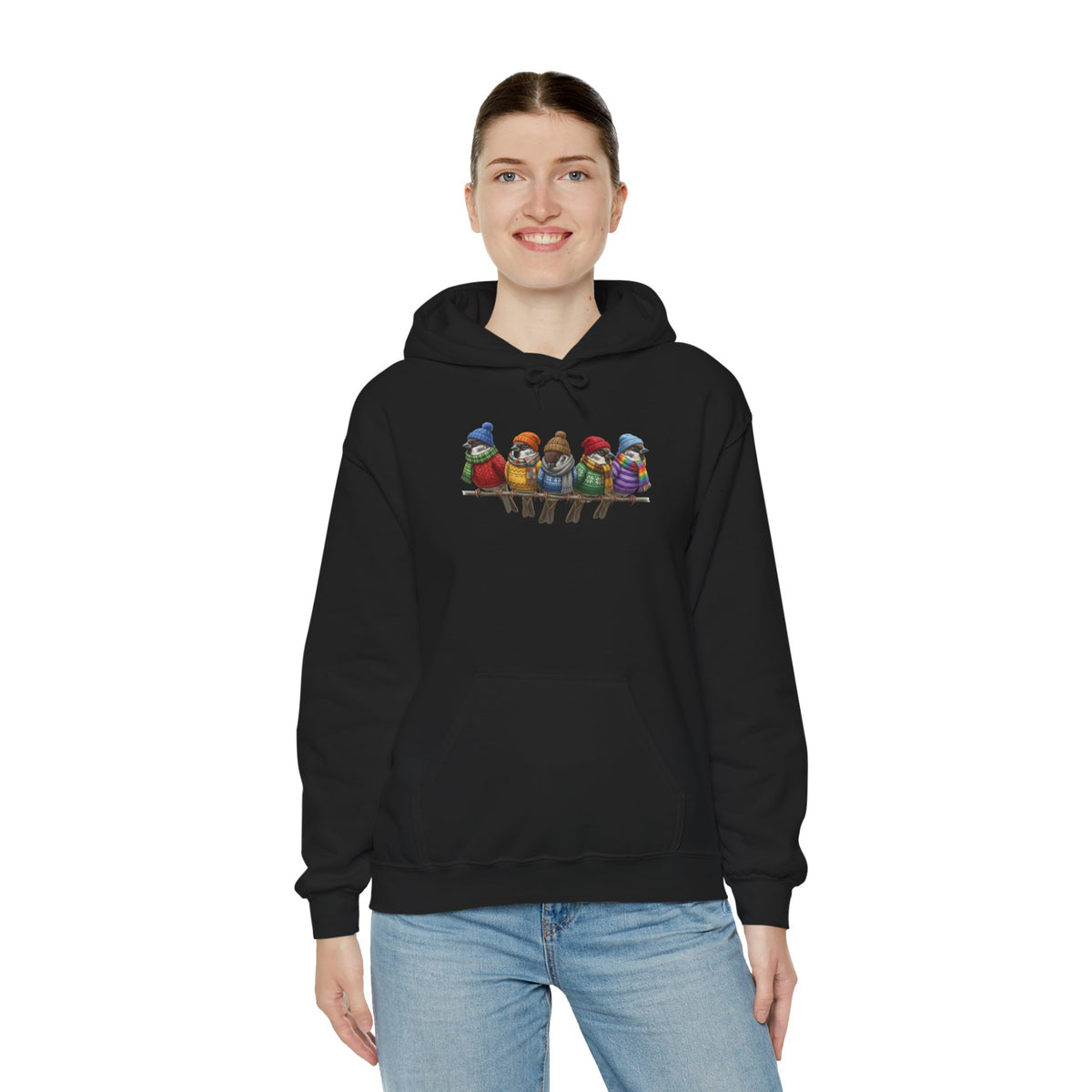 Blaumeisen in Strick Hoodie - Vogel Kapuzenpullover für Vogelbeobachter & Naturliebhaber mit Vogelmotiv