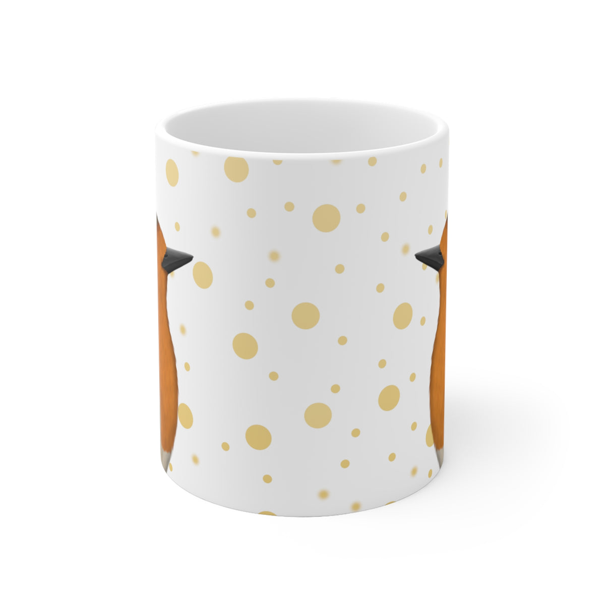Rotkehlchen Tasse – mit Goldenen Punkten Vogel