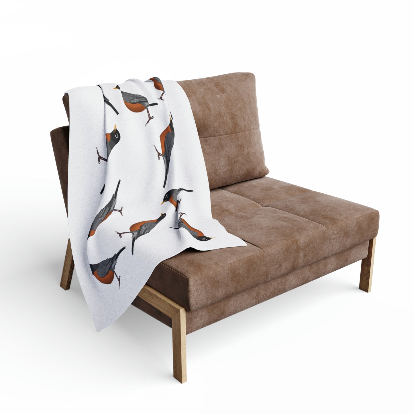 American Robin Bird Arctic Fleece Blanket White
