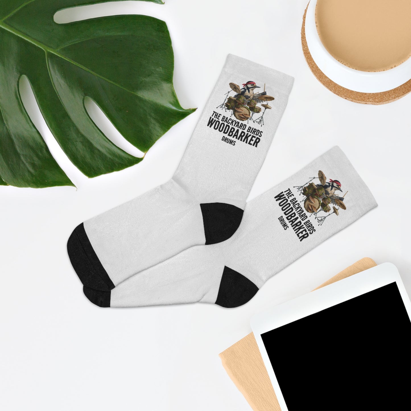 The Woodbarker Socks – Woodpecker Drummer Crew Socks – Funny Band Merch