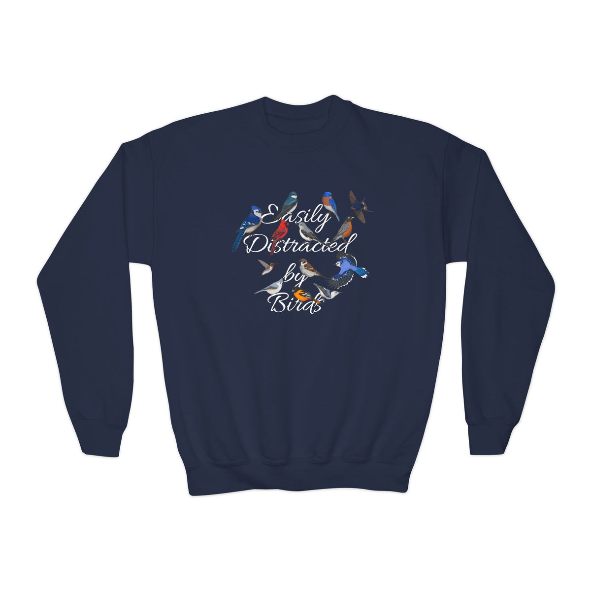 Hummingbird, Bluebird, Blue Jay, Cardinal and Nuthatch Youth Sweatshirts in Maroon