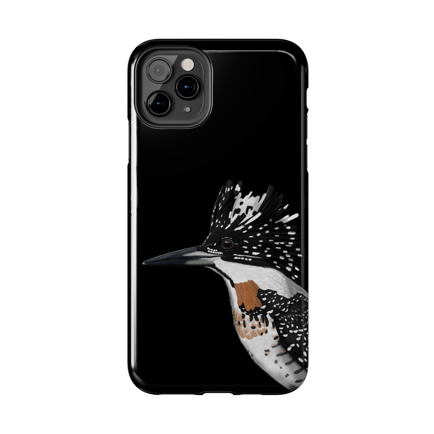 Crested Kingfisher Bird Art Tough Phone Case Black