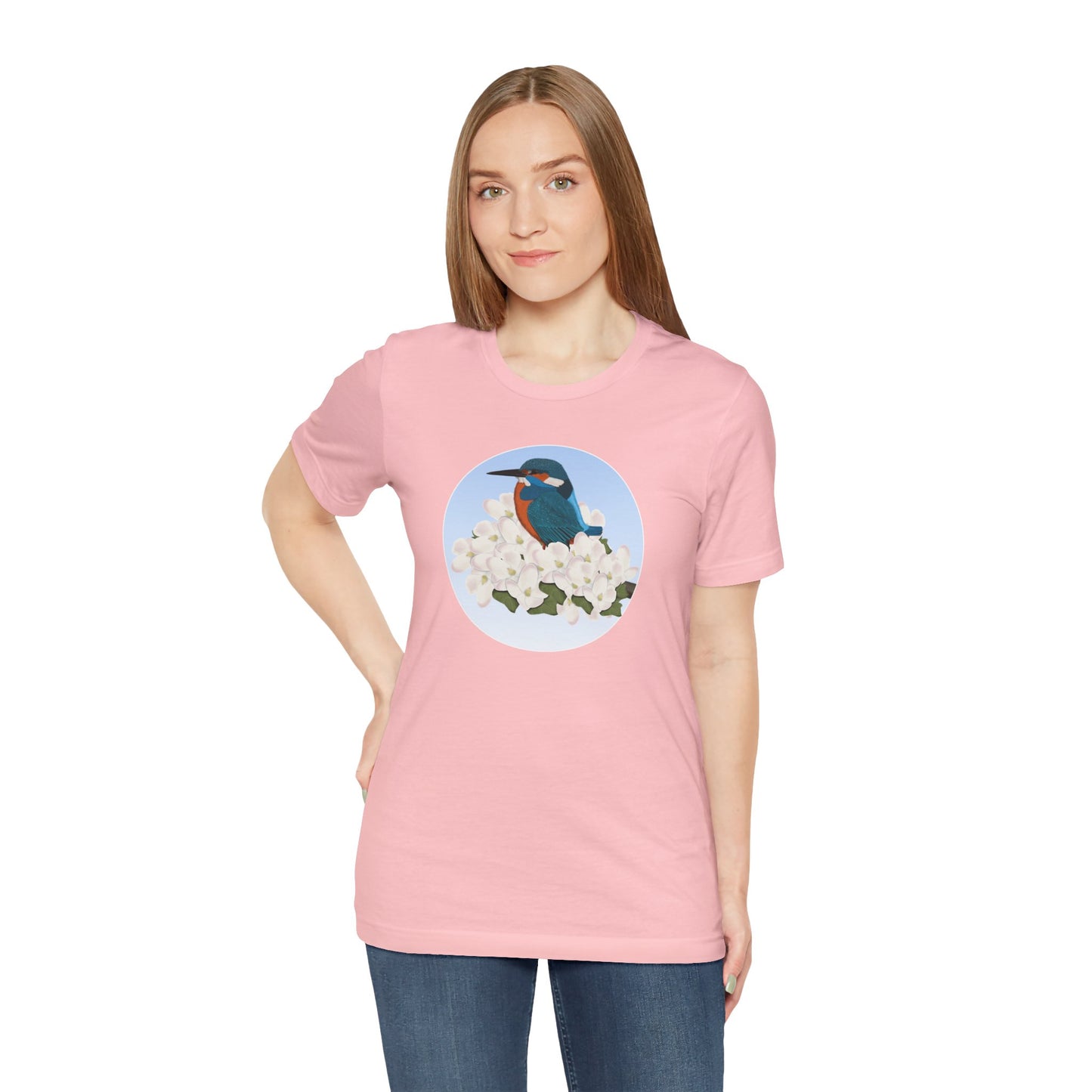 Kingfisher and Spring Apple Blossoms Bird T-Shirt