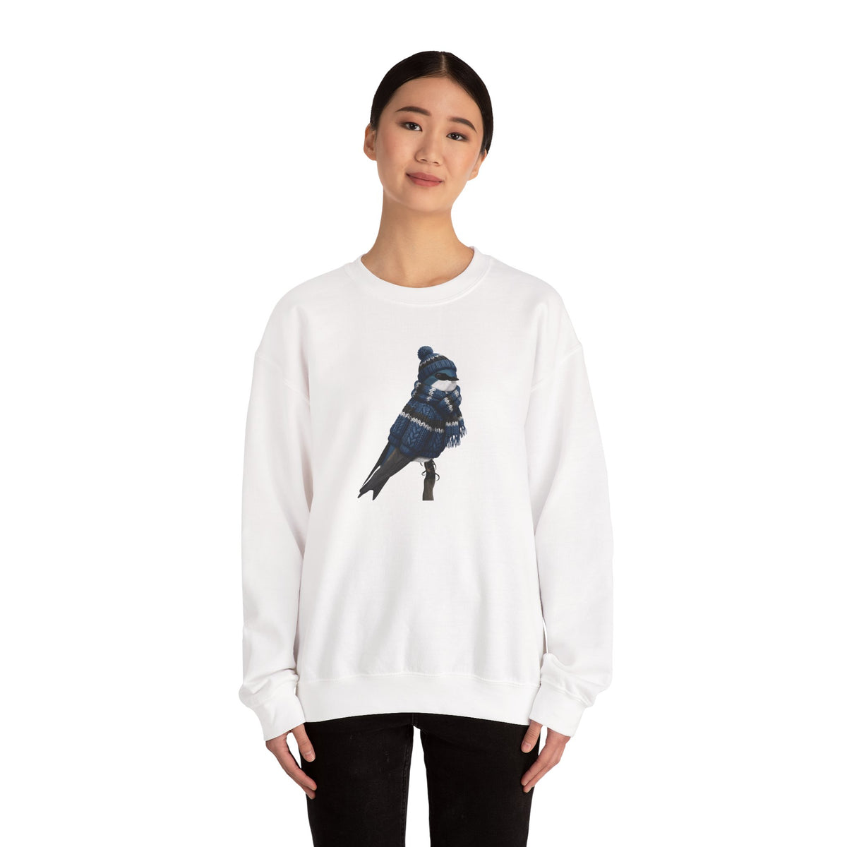 Tree Swallow Winter Sweatshirt | Bird Watcher Crewneck | Unisex Songbirds Wearing Knit Gift for Bird Lovers