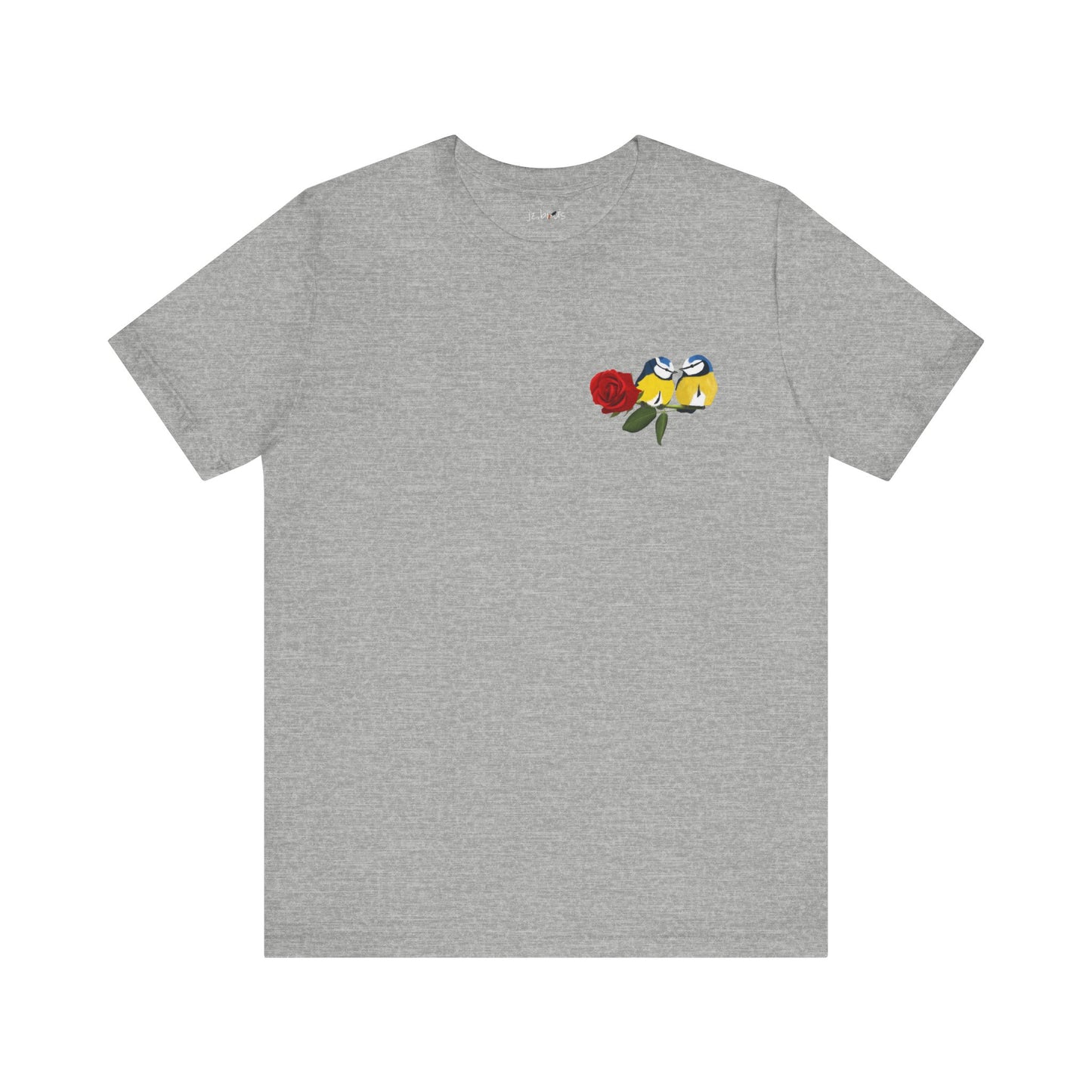 Valentine's Day Blue Titmice on Rose Unisex Tee