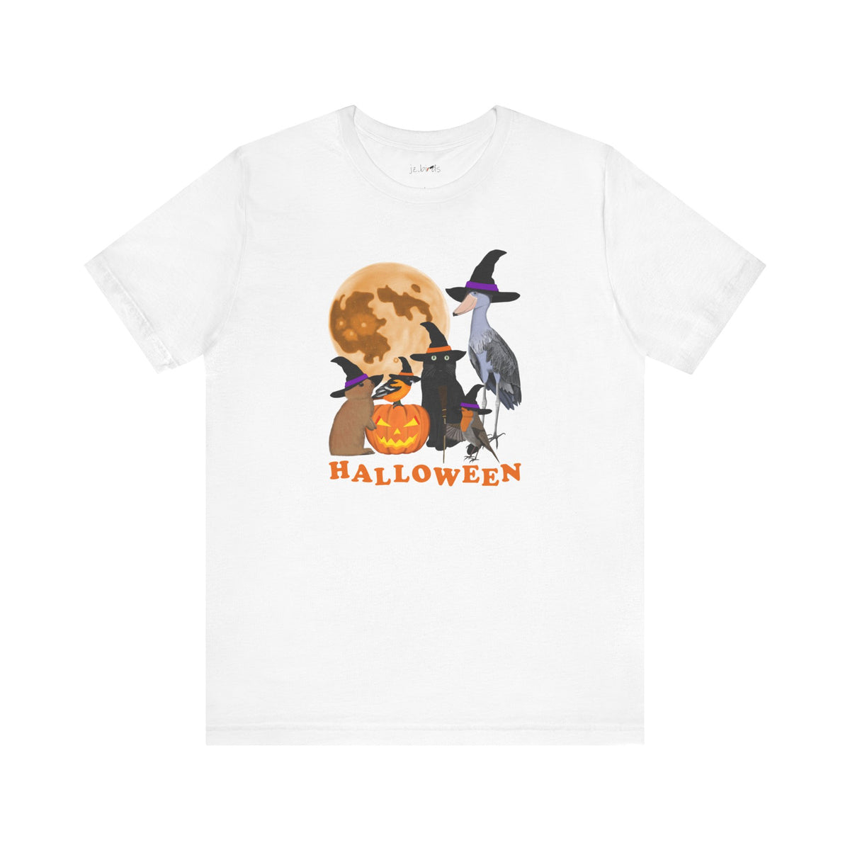 Baltimore Oriole Robin Shoebill with Cat and Bunny Halloween Bird T-Shirt