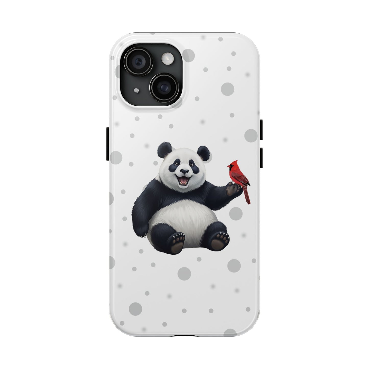 Cute Panda Bear with a Cardinal Animal iPhone Case - Dual-Layer PC/TPU Protective Cover for iPhone