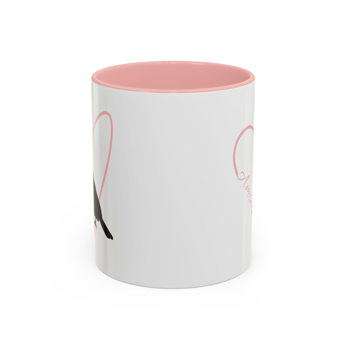 Amsel mit Herz Singvogel Vogel Tasse Weiß Rosa