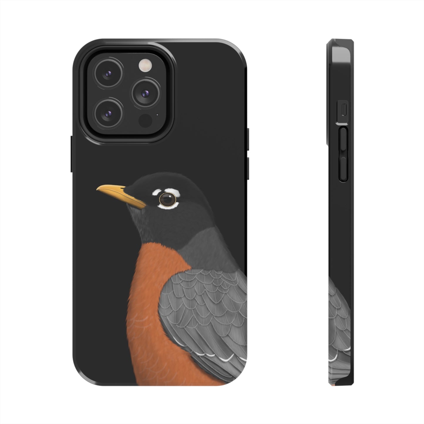 Robin Bird Art Tough Phone Case Black