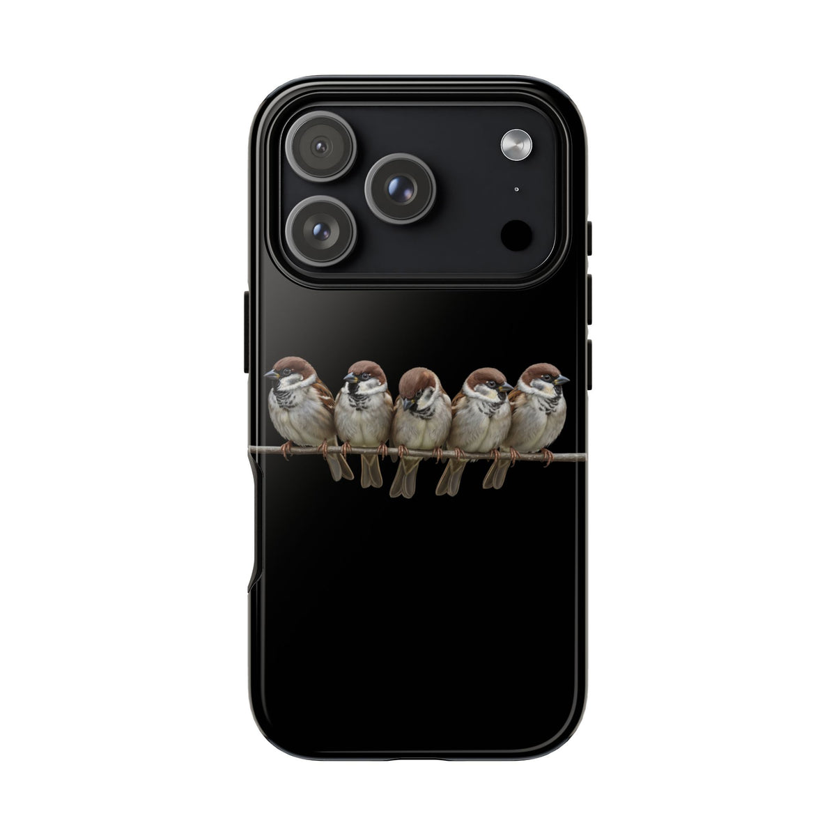 Codirosso su un ramo Cover premium per cellulare – Doppia protezione e stampa integrale, nera