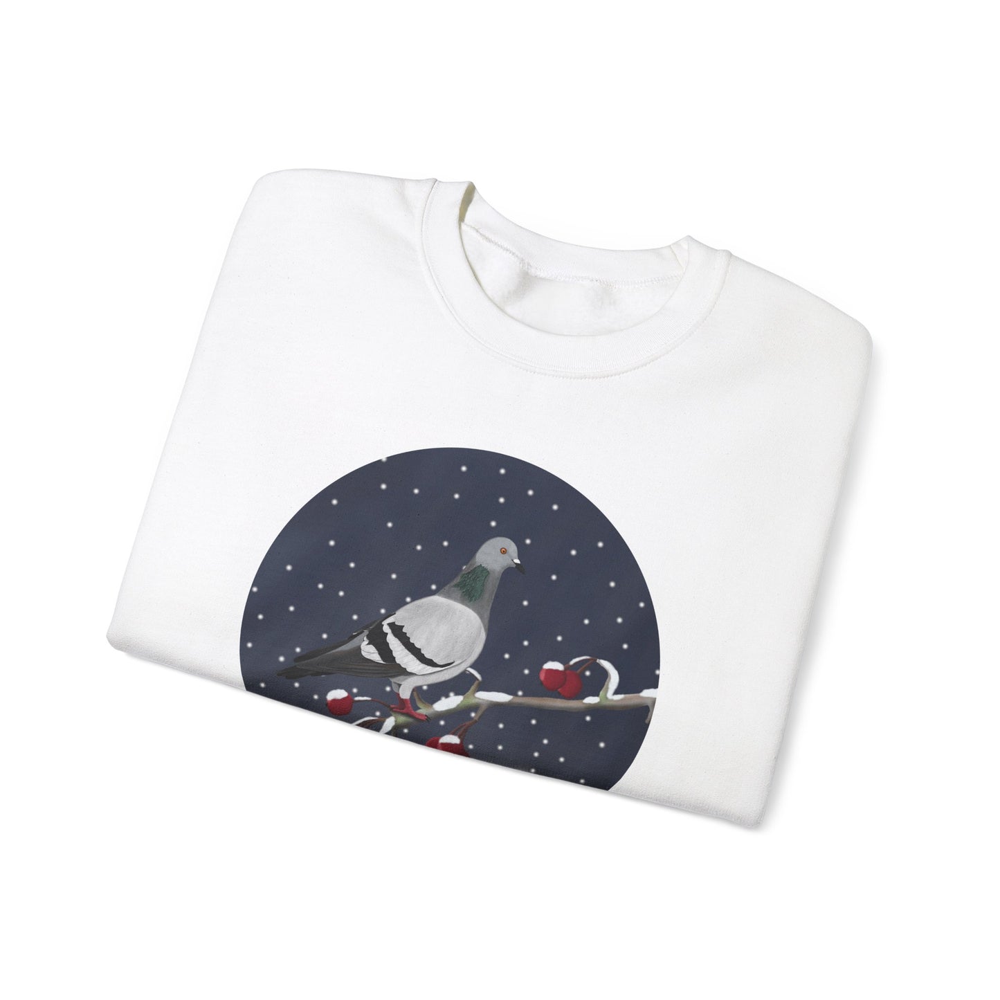 Pigeon on a Winter Branch Birdwatcher Christmas Bird Sweatshirt