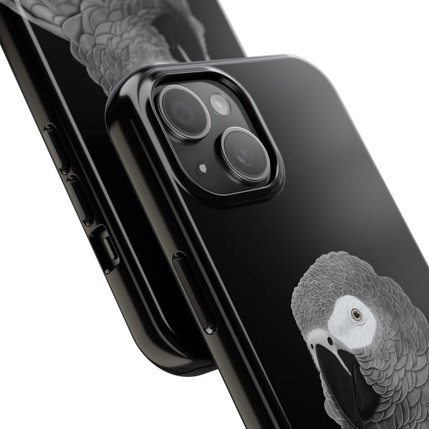 Grey Parrot Bird Art Tough Phone Case Black