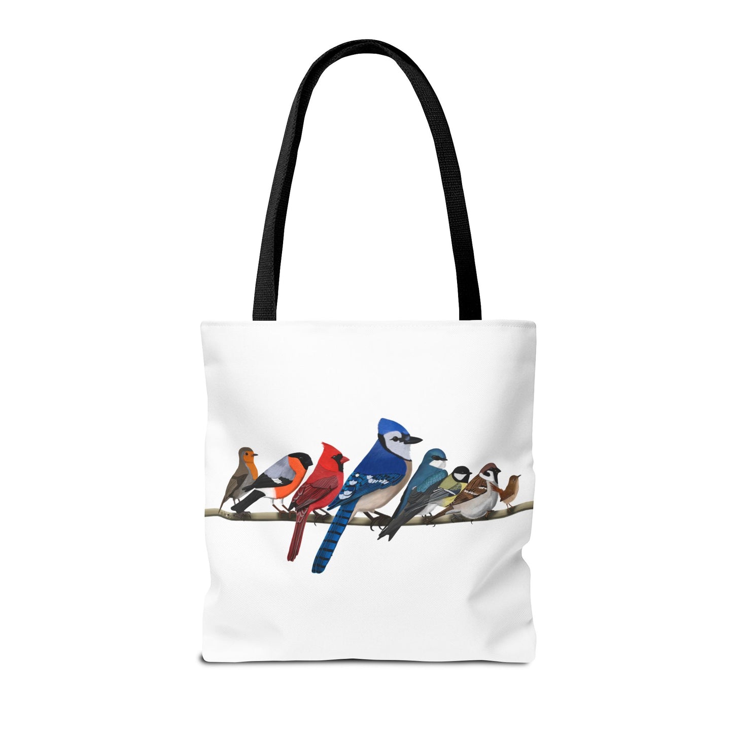 Birds on a Branch Tote Bag 16"x16" Blue Jay Cardinal Robin for Bird Lovers