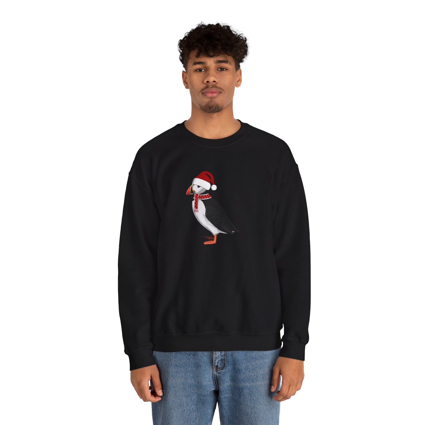 Puffin with Christmas Hat Bird Birdwatcher Sweatshirt