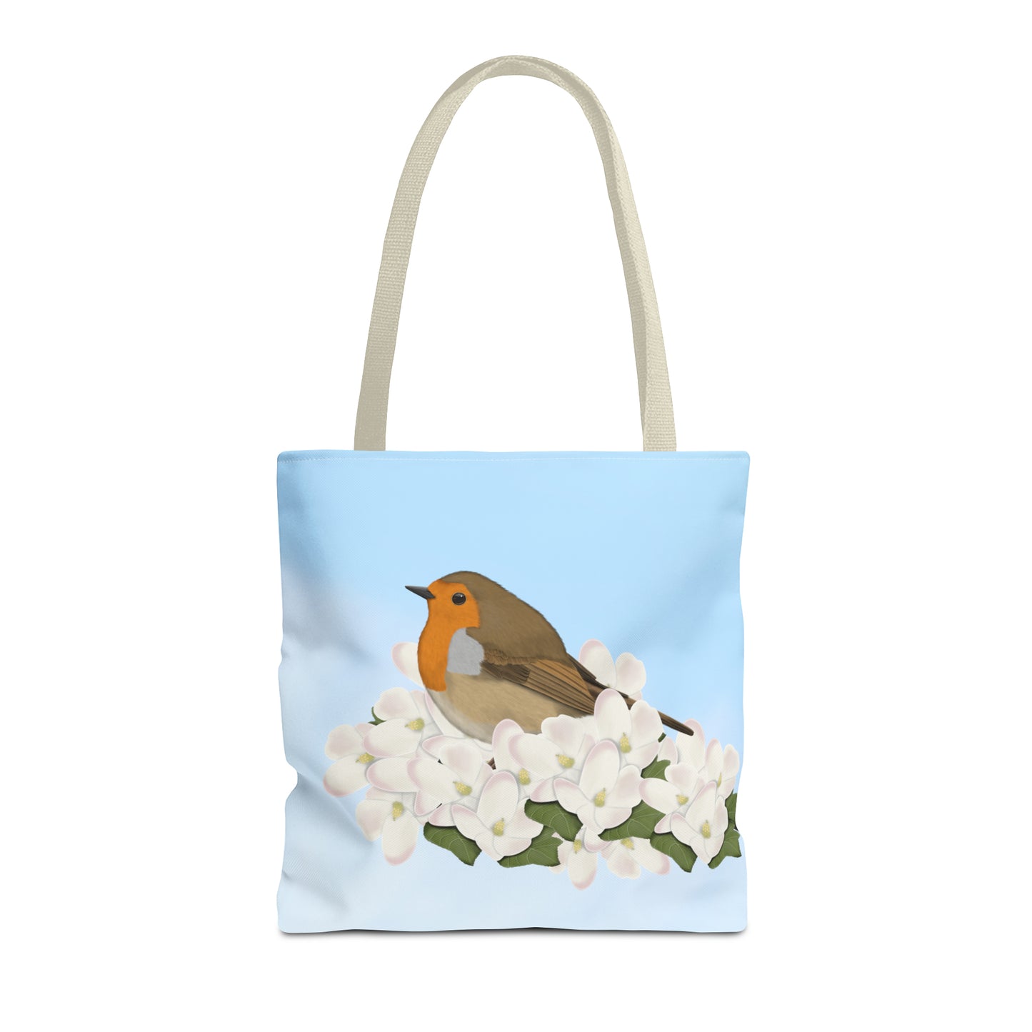 Robin in Spring Blossoms Bird Tote Bag 16"x16" - jz.birds