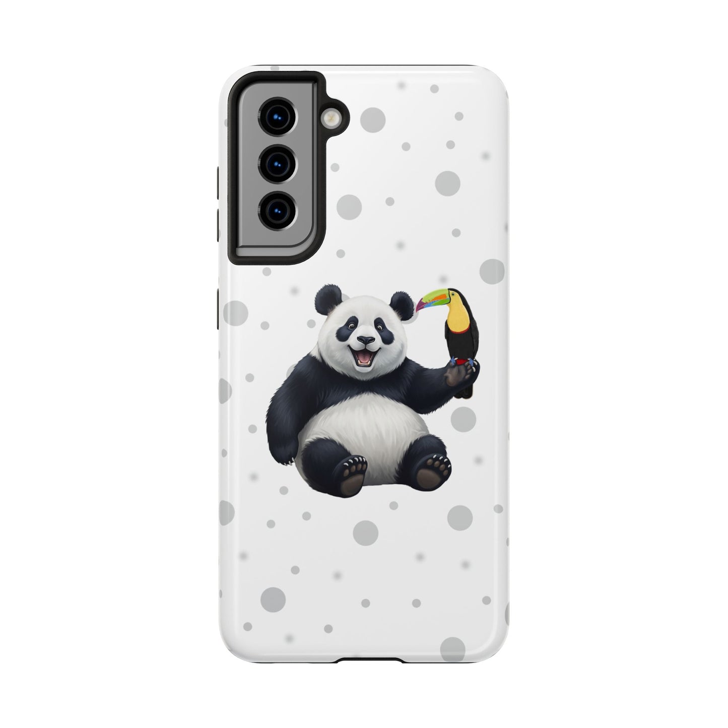 Cute Panda Bear with a Toucan Animal iPhone Case - Dual-Layer PC/TPU Protective Cover for iPhone