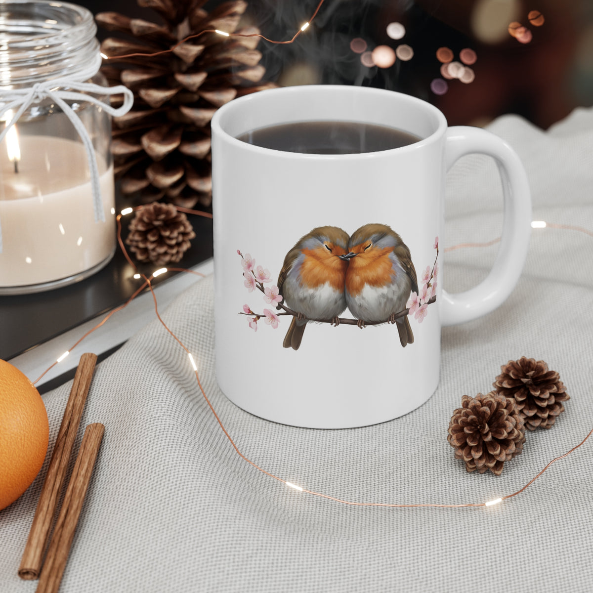 Lovebird and Robin Mug – animal bird style