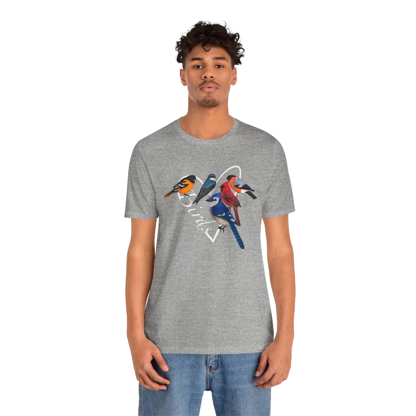 Blue Jay Cardinal Oriole Bullfinch Tree Swallow Heart Bird T-Shirt