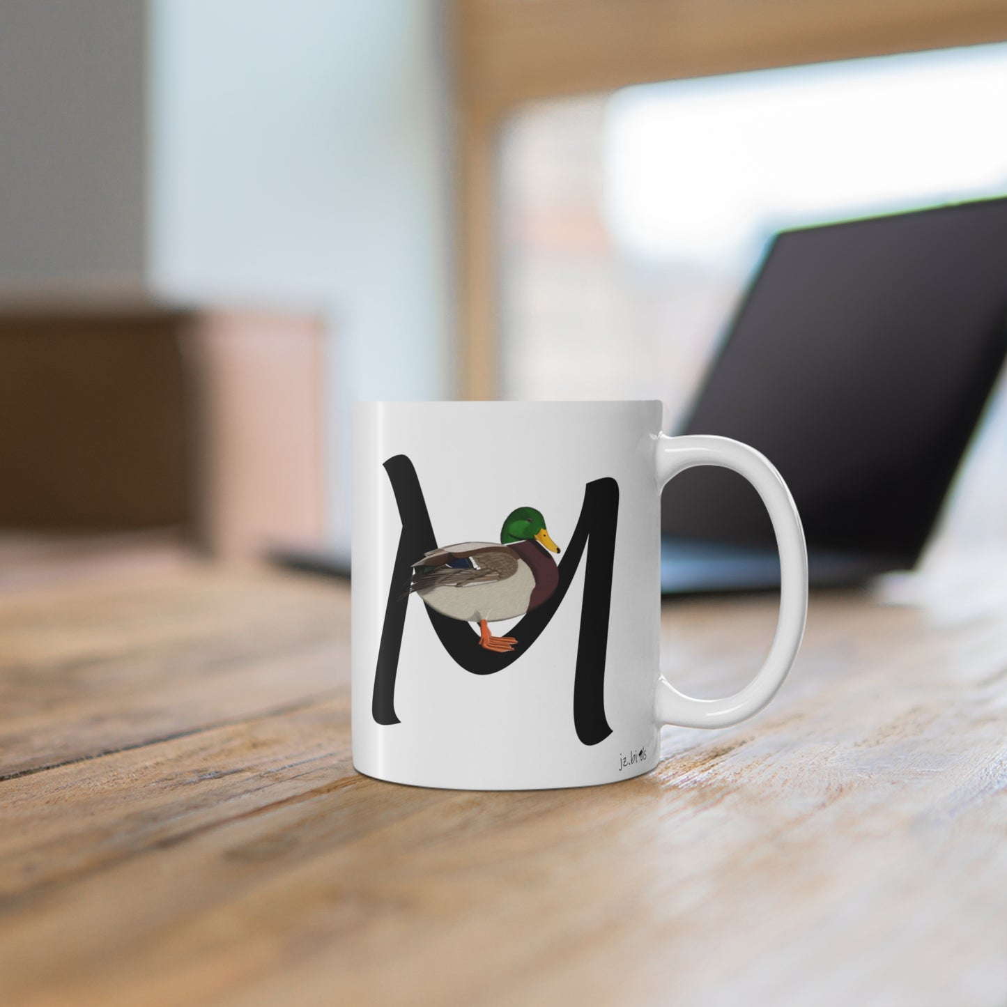 Mallard Letter M Bird Ceramic Mug 11oz White