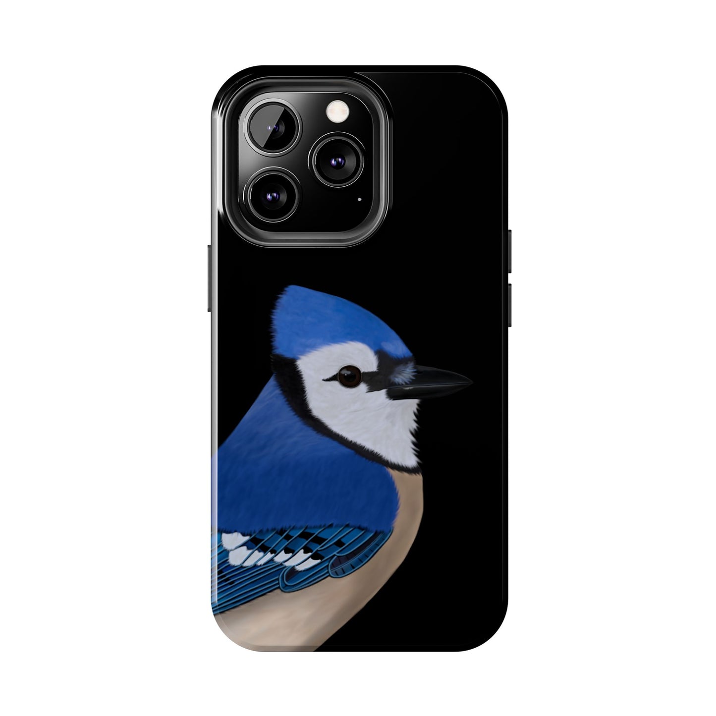 Blue Jay Bird Art Tough Phone Case Black