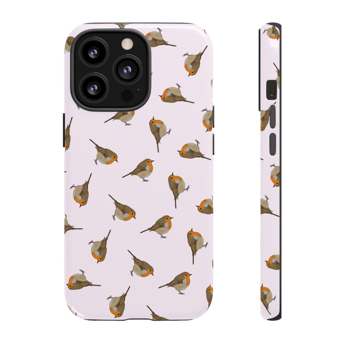 Funda para móvil con motivo de petirrojo en rosa | Motivo de pájaro para iPhone y Google Pixel