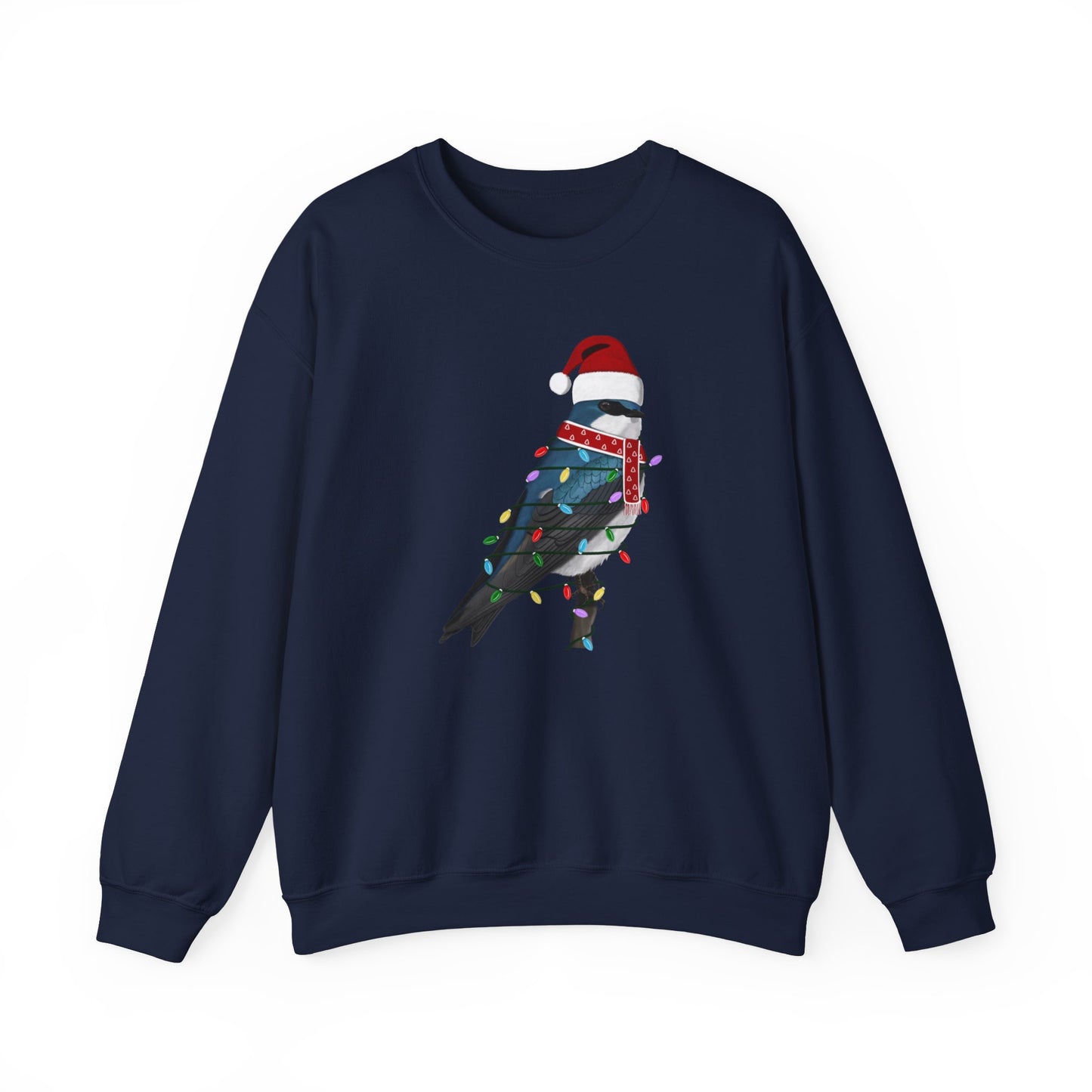 Tree Swallow with Fairy Lights Santa Claus Christmas Bird Sweatshirt