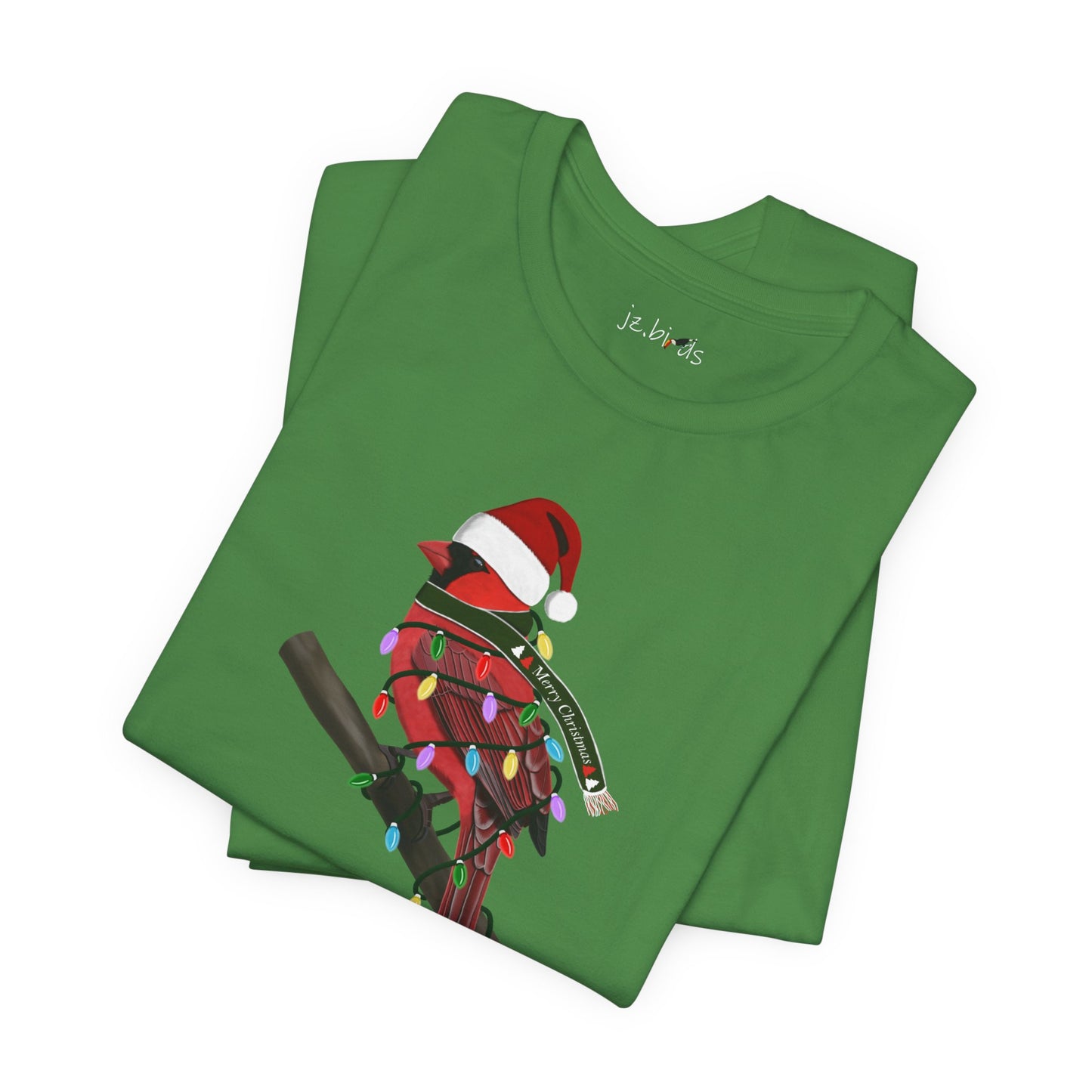 Cardinal with Fairy Lights Christmas Bird T-Shirt
