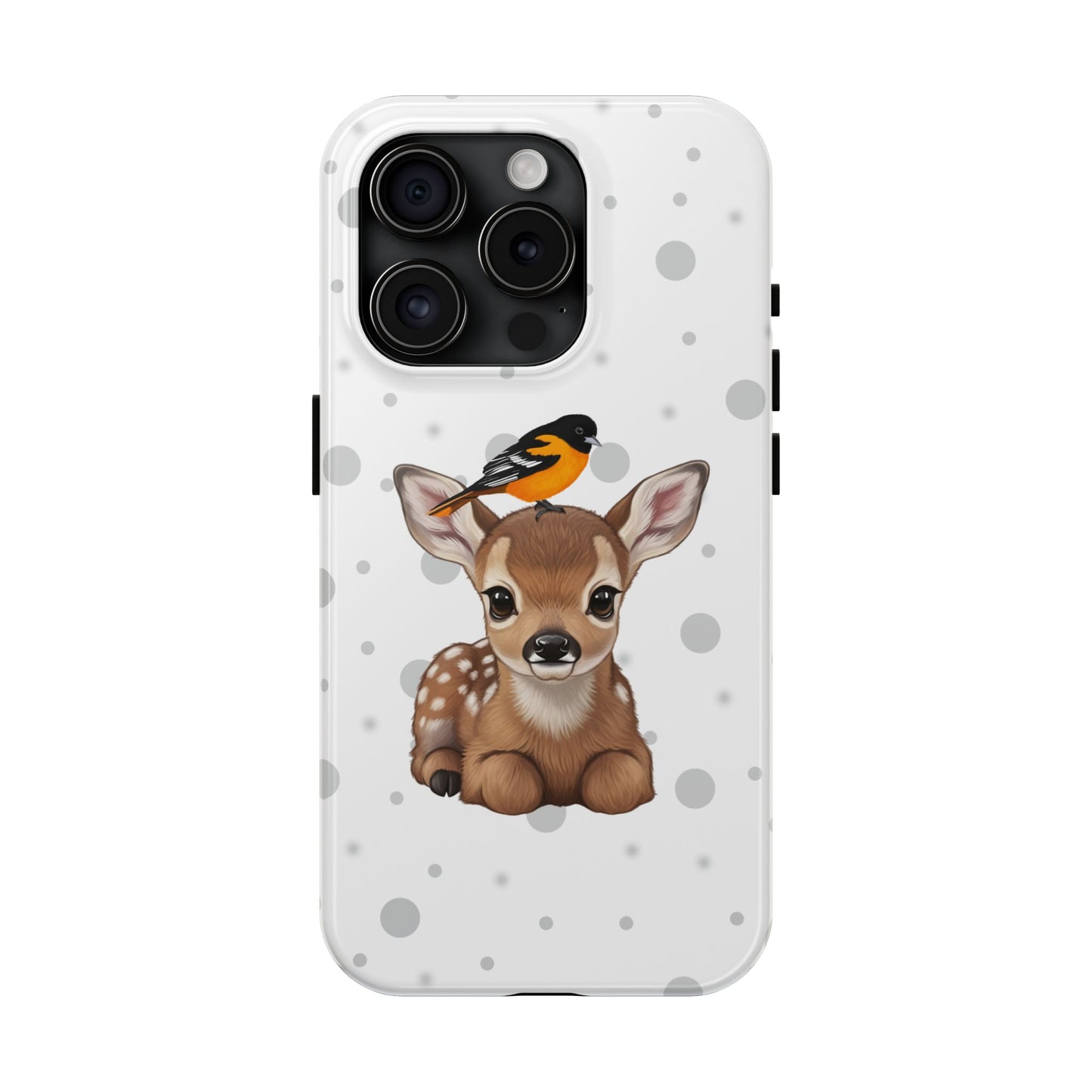 Cute Fawn with a Oriole Animal iPhone Case - Dual-Layer PC/TPU Protective Cover for iPhone