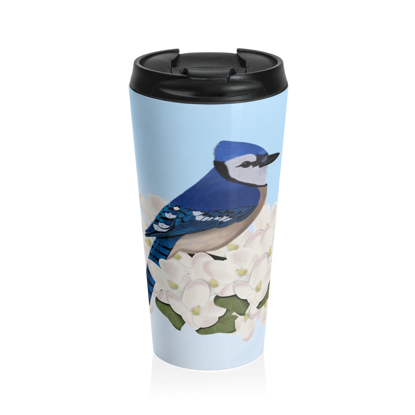 Blue Jay Bird Stainless Steel Travel Mug 15oz - jz.birds