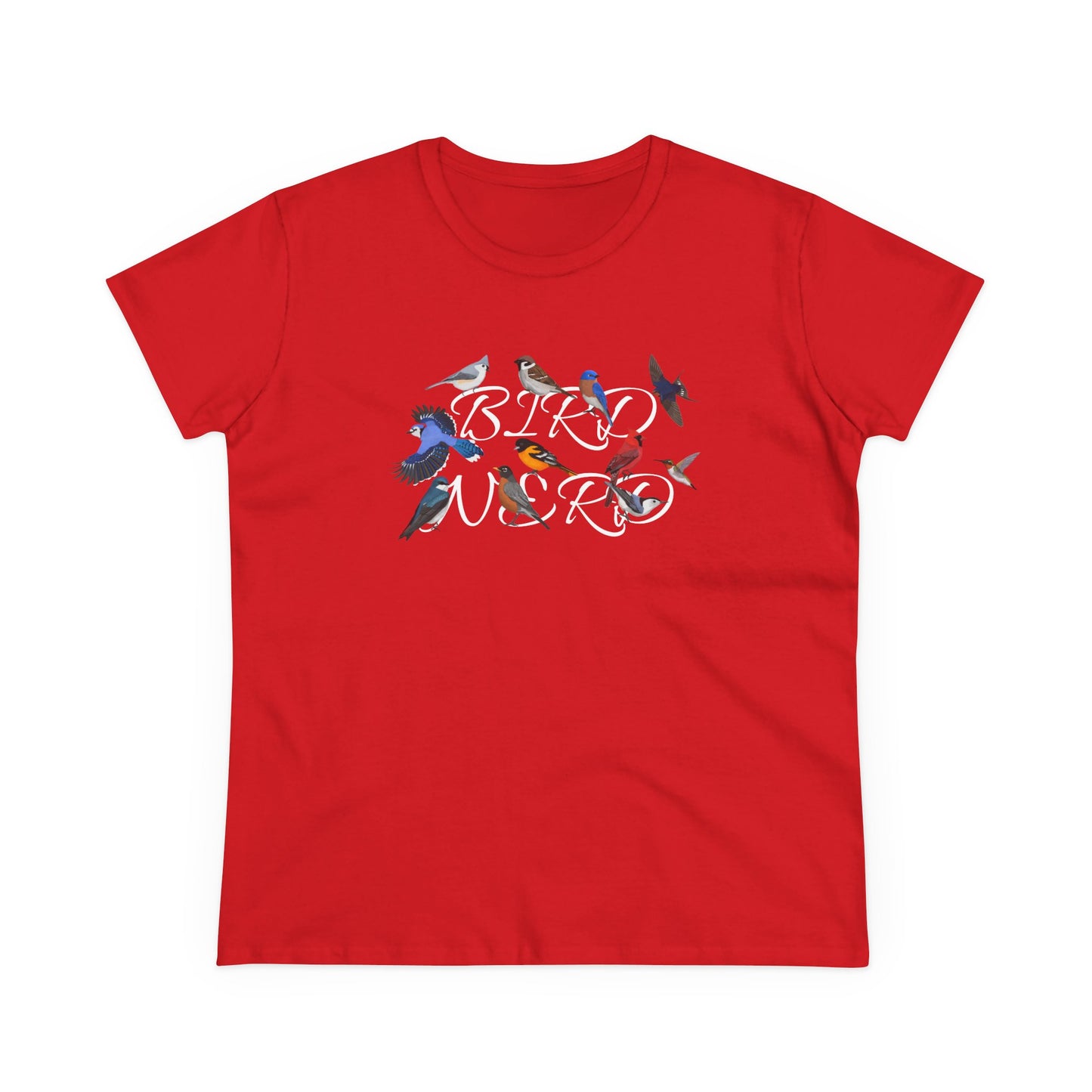 Bird Nerd Blue Jay Cardinal Bluebird Bird Design for Birdwatchers and Bird Lovers Women's T-Shirt