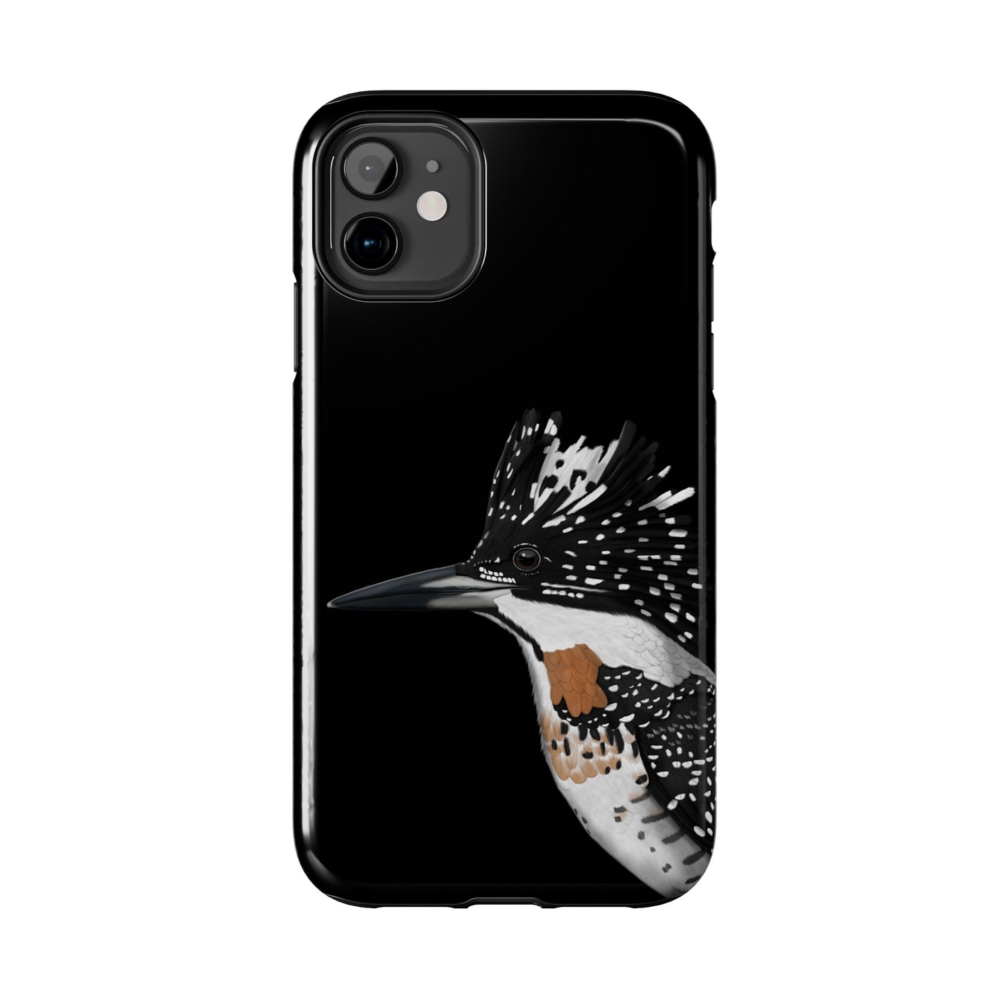 Crested Kingfisher Bird Art Tough Phone Case Black