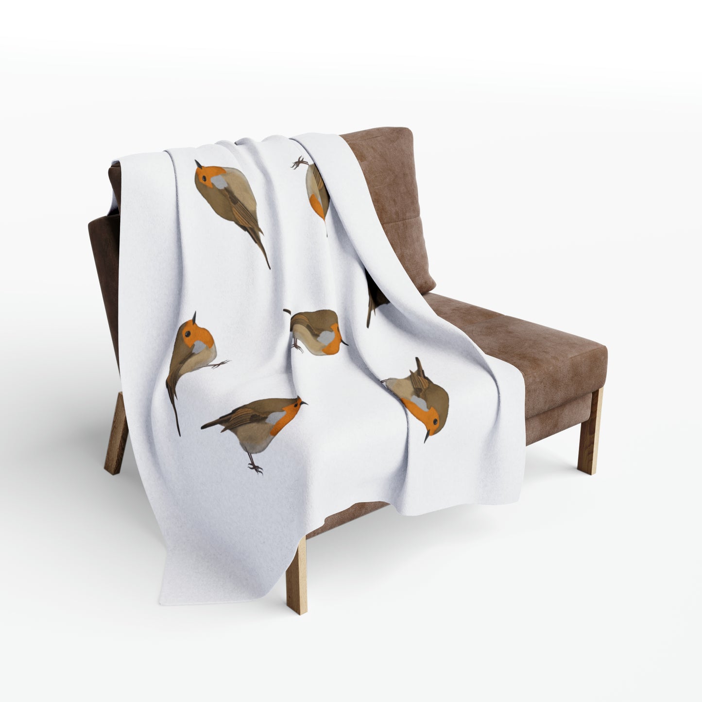 Robin Bird Arctic Fleece Blanket White