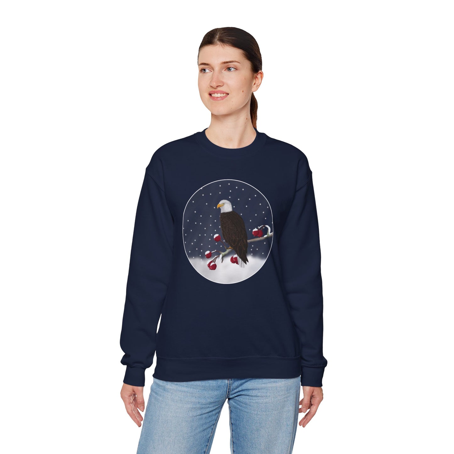 Bald Eagle on a Winter Branch Birdwatcher Christmas Bird Sweatshirt