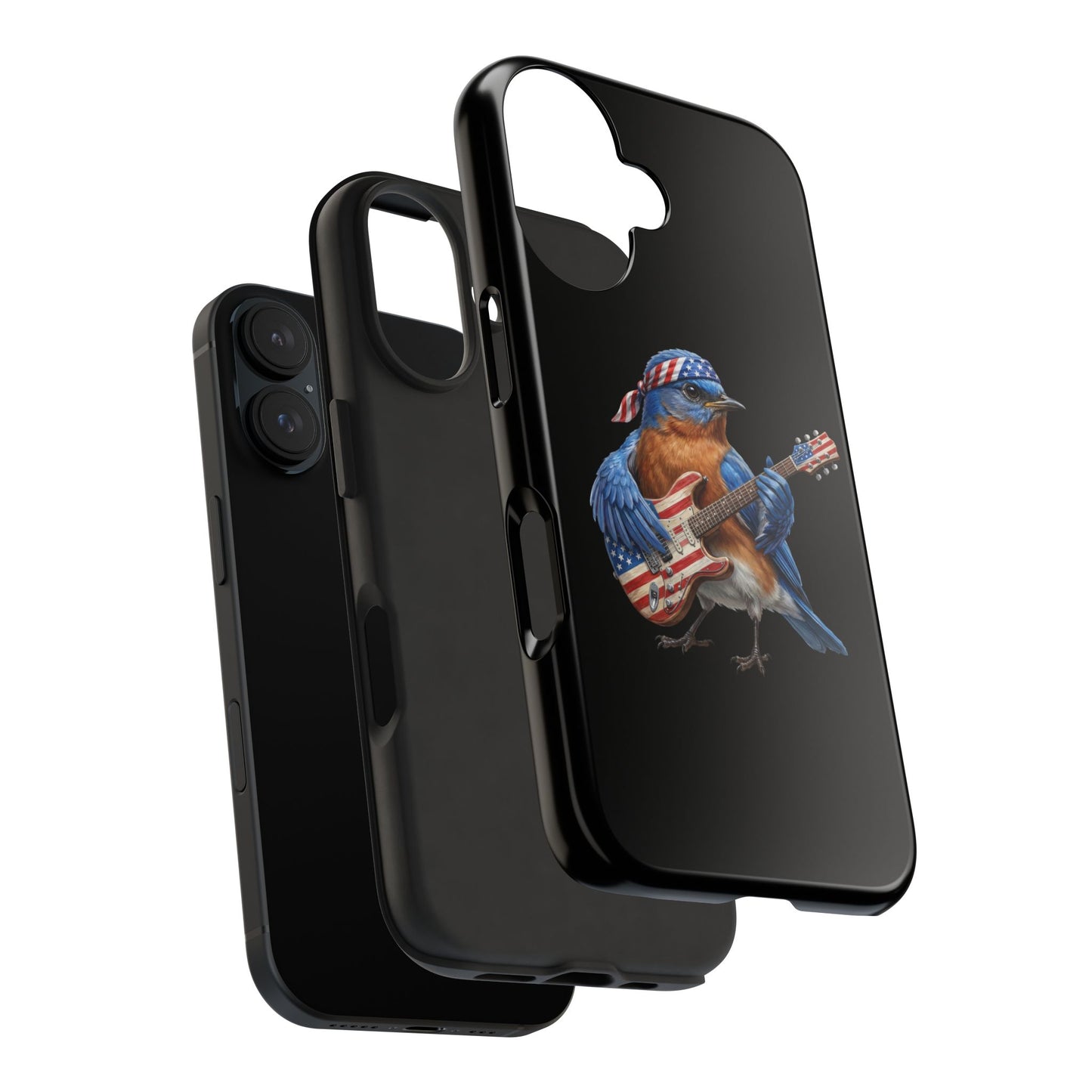 Bluebird with Guitar iPhone Case – Premium Tough Phone Cover Black